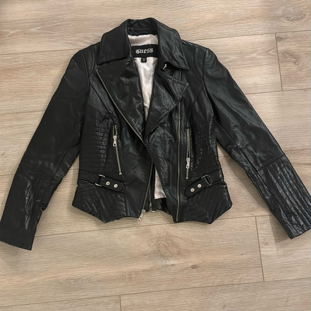 Geniune leather guess jacket